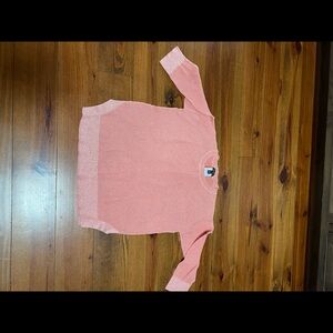 NWOT Tribal women’s peach with silver metallic thread 3/4 length sleeve sweater